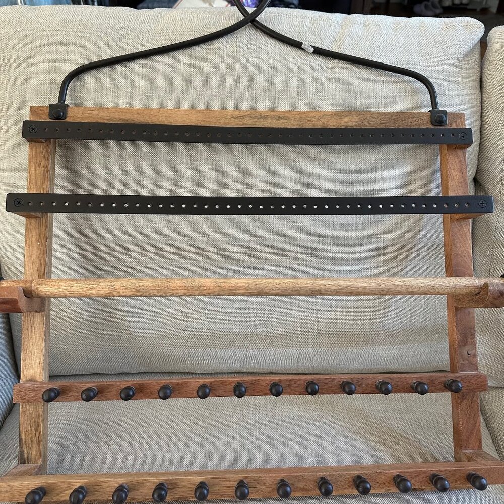 Pottery Barn Wall-Mounted Mango Wood Jewelry Organizer